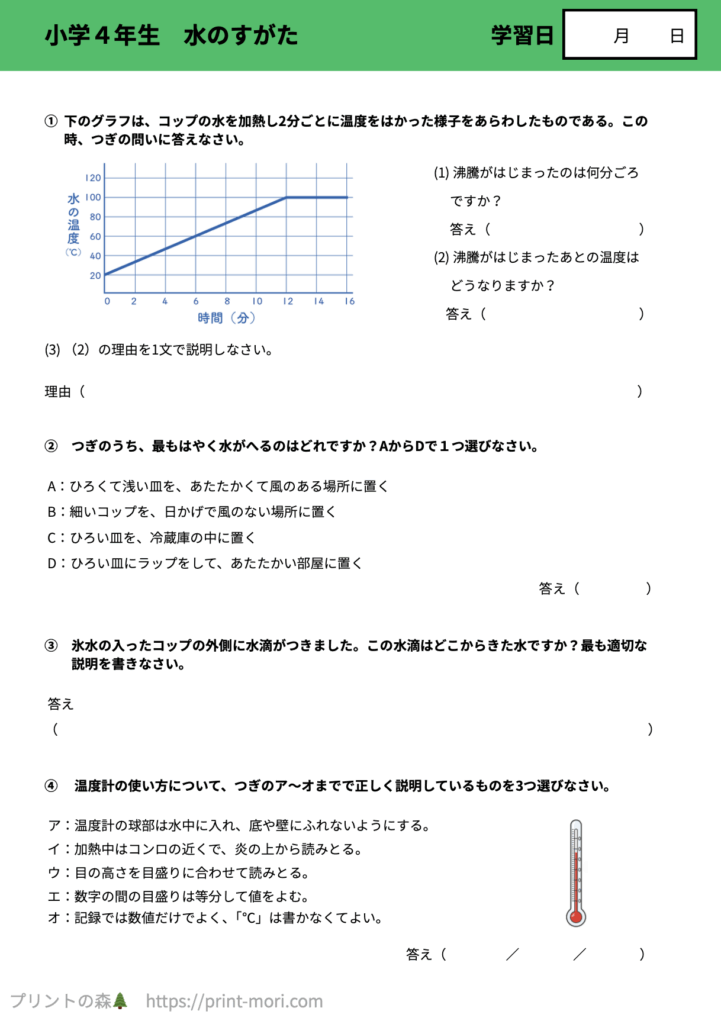 小４理科　水のすがた