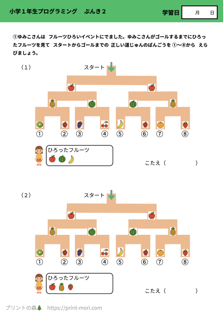 小１プログラミング　ぶんき２