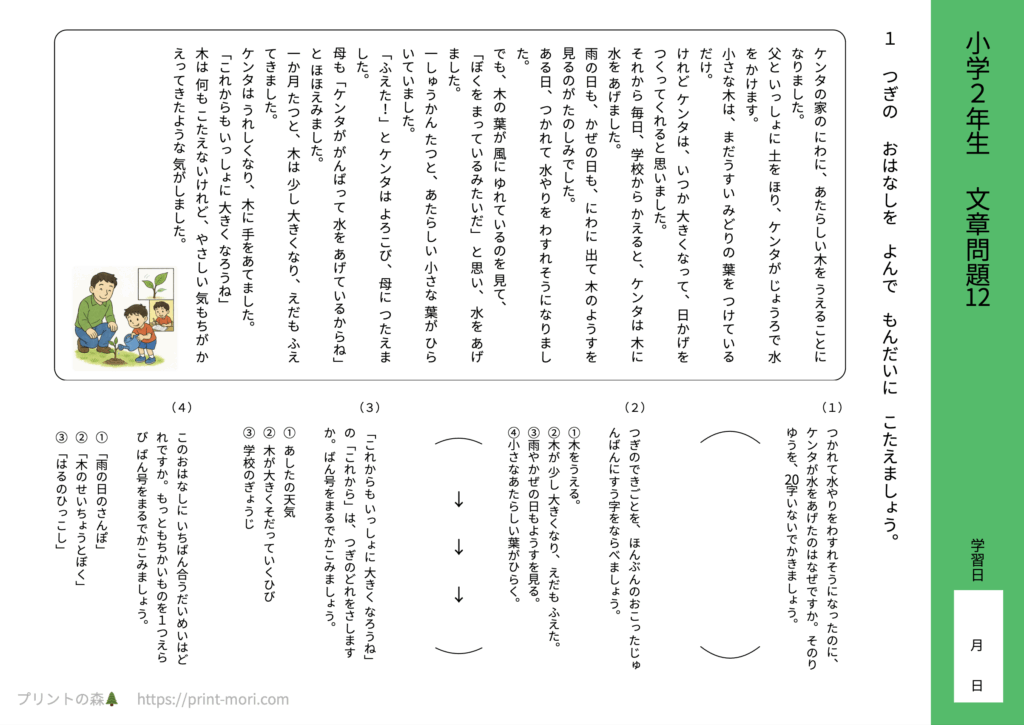 小２国語　文章問題１２