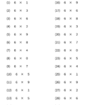 小２算数　九九（６のだん）