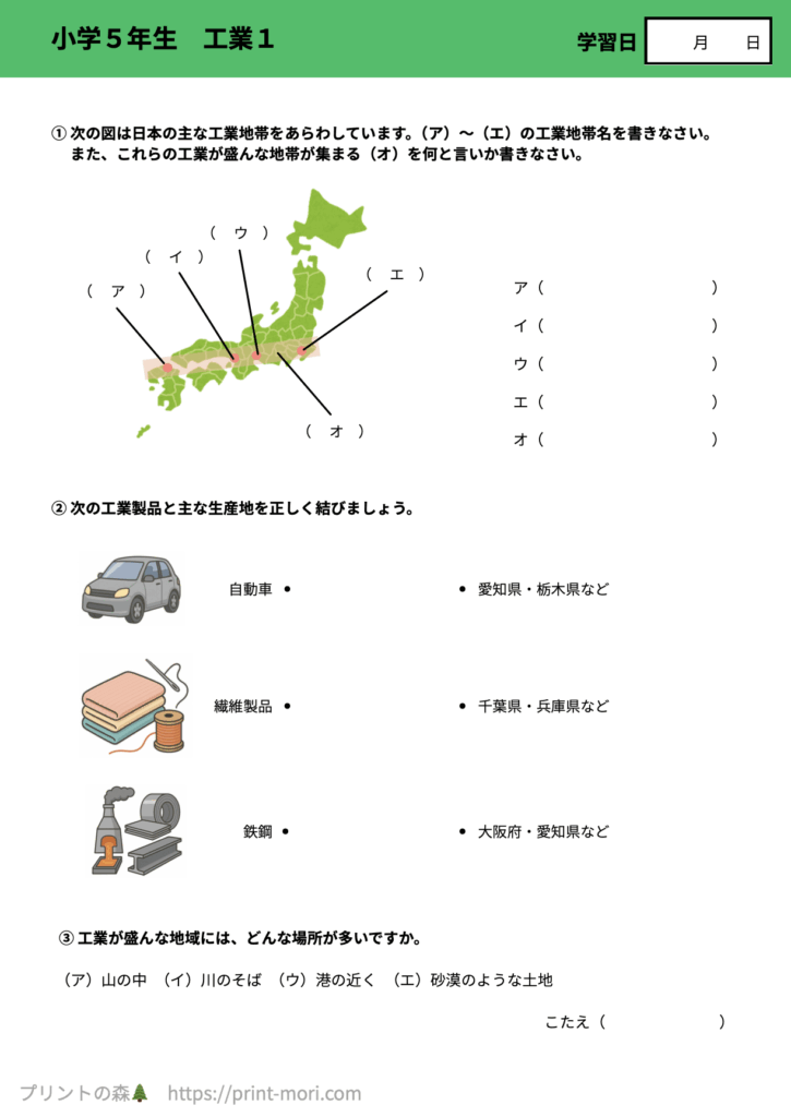 小５社会　工業１