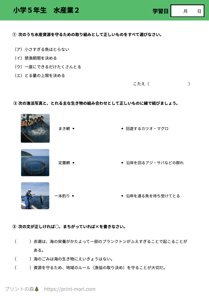 小５社会　水産業２